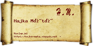 Hajka Máté névjegykártya